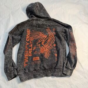 Twenty One Pilots Band‎ Hoodie Skeleton Eagle Graphic Print Acid Wash Mens S-M